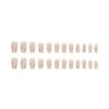 False Nails 24pcs Wearable Pink Press On Fake Tips With Glue Design Silk Ribbon Lovely Girl Wearing Tools