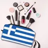 Kosmetiska väskor grekisk nationell flagga Grekland smink stor kapacitet väska modevattentät arrangör fall