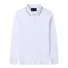 Polo da uomo a maniche lunghe pullover elasticizzato colletto in cotone casual top T-shirt bianca taglia S-XXL