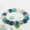 Filo all'ingrosso colore fluorite braccialetti in pietra naturale perline a forma di fiore per le donne semplici gioielli di cristallo freschi estivi