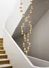 Pendant Lamps Postmodern Minimalist Light Luxury Villa Duplex Building Chandelier Nordic Crystal Spiral Staircase