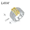 Bröllopsringar laya 100 925 Sterling Silver Fashion Retro Light Gold Multi Line Shining Zircon Ring For Men Women Party Utsökt fina smycken 231208