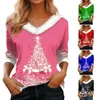 Women's Blouses Christmas Sweatshirts For Women Tree Snowflake Santa Claus Elk Snow Print Hoodless Tops Crewneck Long Sleeve Pullover