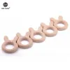 Diş Hakmları Oyuncaklar 50 PCS Ahşap Teether Halkası Kişisel Oyuncak Tavşan Bebek Teether Waldorf Oyuncak Ahşap Teether Graved Eco Charms 231208