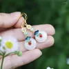 Dangle Earrings Women Classic Elegant White Jade Ear Hook Enamel Craft Cloud Drop