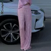 Jeans femininos lantejoulas calça reta bling calça em sólido rosa cintura alta festa roupas noite moda streetwear preto 231208