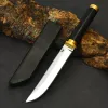 D2 Acciaio Tanto / Drop Point Lama Ottone Manico in ebano Campeggio EDC Sopravvivenza Coltello da autodifesa Tattico Militare Caccia esterna Coltelli tascabili dritti con confezione regalo