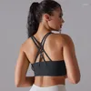 Yoga-Outfit, U-Ausschnitt, überkreuzte Träger, Sport-BH, Damen, Push-Up, Workout, sportlicher Büstenhalter, gepolstert, rückenfrei, Fitnessstudio, bauchfreies Tank-Top