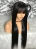 Synthetic Wigs 100% Human Hair Wig With Bangs Short Bob Human Hair Wigs For Black Women Brazilian Straight Black 30 Inch Long Fringe Wig 231207