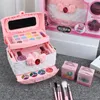 Beauty Fashion Kids Make-up Speelgoed Draagbaar met Real Cosmetic Case Gesimuleerde Set Vanity Toy voor Kinderen Meisjes Geschenken 231207