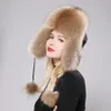 Trapper Hats Winter Warm Ladies 100% Real Raccoon Fur Hat Russian Real Fur Bomber Hat med öronflikar för kvinnor 231207