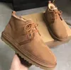 Bota de inverno clássica com cadarço, botas masculinas austrália, designer de neve, sapatos de tornozelo, lã, couro, pele quente, botas fofas, mules, inverno