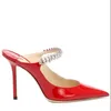 أفضل العلامات التجارية الشهيرة في الصندل مضخات Bing Bing Slipper High Heels Crystal Straps Stiletto Heeled Sexy Pointed Tee Party Wedding White High Heel Shoe EU35-43 مع Box