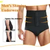 Calcinha masculina para barriga, cintura alta, controle de barriga com fivela, camada dupla, contração abdominal, modelador de corpo