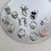 Pierścionki ślubne 17 km Y2K kryształowe pierścionki Kpop regulowane serce Pierścień nieregularna geometria Punk vintage Pierścienie dla kobiet dziewczyny biżuteria mody 231208