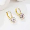 2023 Fashionabla Rose Gold Plated Earrings Flower Hoop Sliver 925 Women Boucle D'Oreille Bijoux