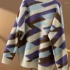 Suéteres femininos moda feminina cor bloco design pullovers de malha estilo coreano camisola de malha casual solto y2k tops outono inverno tendência