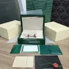 Boîte de montre verte de haute qualité de luxe, certificat de sac en papier