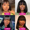 Synthetic Wigs Natural Scalp Short Bob Wig With Bangs Human Hair Lace Top Straight Bob Wig Brazilian Remy Hair 180% density Wig For Black Women 231207