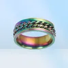 hele 50pcslot top mannen vrouwen roestvrijstalen keten spinner ringen mode sieraden feestgeschenken punkstijl fietser ring8861689