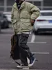 Herrjackor vinter tjockare jacka män kvinnor retro koreansk stil stativ krage vadderade parkor high street casual vintage lös fickrock 231208