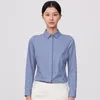 Kadın Bluzları Bayanlar Ofis Çok yönlü rahat gizli düğmeli plaket gömlek cepsiz hafif streç uzun kollu kadın gömlek