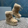 Femmes FUR Bottes Designer Talons Hauts Bottines Véritables chaussures Cheveux Mode Hiver Automne Cowboy Cuir matelassé À Lacets Chaussure D'hiver Semelle En Caoutchouc 35-42