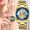 Otros relojes LIGE Mujeres Creativo Vestido de acero Pulsera Relojes de pulsera Damas Dorado Impermeable Mujer Relogio Feminin 231207