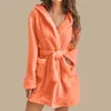 Mulheres sleepwear inverno velo com capuz roupão mulheres macio pelúcia flanela quente senhoras banho robe com bolsos camisola térmica pijamas