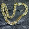 Naszyjniki wisiorek lodowe 18 -karne złoto wypełnione miami kubańskie link łańcuch bransoletki 12 mm męski hop biżuterii