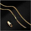 Chains K 3.5Mm Female Gold Necklace Water Wave Chain Simple Fashion Wholesalechains Drop Delivery Jewelry Necklaces Pendants Otnte