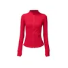 Yoga Fitness-Outfit Lulemen Damen Designer Sportjacke Stand-up-Kragen halb Reißverschluss Langarm Langhülle enge Yogas-Hemd Fitness