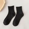 Women Socks Solid Color Black White Gray Women's Mid-tube Spring And Summer Breathable Short-tube Medium Tube Sports Calcetines