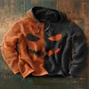 Hoodies masculinos Men Jack o Lanterna de manga longa Pumpkin Face Compoled Sorto pulôver