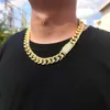 Traje de ouro sólido hip hop 20mm 18mm Moissanite Ice Out Baguette Miami Cuban Link Chain