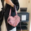 Abendtaschen Y2K Vintage Koreanische Kleine Kette Umhängetasche Herzförmige Geldbörse Handtaschen Rosa PU Leder Gothic Tote Damen Umhängetasche 231208