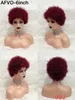 Peruca afro curta encaracolada pixie corte com franja ombre cor cabelo humano máquina feita perucas de renda para mulheres
