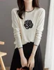 New Spring And Autumn New Women's Round Neck Contrast Color Worsted Wool Knitted Sweater Elegant And Fashionable Jacquard Type