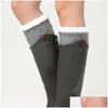 Sokken Kousen Vrouwen Gebreide Enkelgeschenken Verdikte Fleece Knie Wollen Cloghet Boot Manchetten Toppers Drop Levering Kleding Ondergoed Dames Ot8Rd