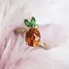 Cluster Rings Fashion Women Creative Pineapple Shape Women's Jewelry Accessories Inlaid Rhinestones Zircon