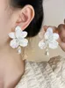 Pendientes colgantes Pendiente de flor de concha romántica elegante perla de imitación delicada gota de agua colgante joyería para mujeres joyería exquisita