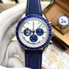 Montres OMG de qualité supérieure Montre de créateur de luxe pour hommes Trois yeux et six aiguilles Montre à quartz multifonctionnelle Montre mécanique entièrement automatique Chronométrage étanche pour hommes