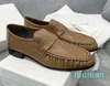 Damesschoenen Zachte loafers Amandeltenen Vintage echt leer Comfortabele rijmode