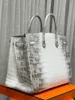 Bolsa de couro personalizada hac 50cm estilo handswen artesanal couro de crocodilo de alta qualidade branco grande 40cm para prata luxo hardware 0xco