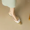 Sandalen Gold Spitze Zehen Frauen Designer Schuhe Sommer Slingbacks Mischfarbe Quadratische klobige niedrige Absätze Samll Größe 33