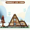 Blocs LOZ petite ville Triangle maison en bois Villa bloc de construction bricolage forêt à deux étages maison en bois jouets éducatifs pour enfants cadeaux R231208