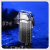 New Outdoor Windproof Plasma USB Pulse Flameless Double Arc Lighter Transparent Body Waterproof Electric Gift for Men