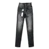 Jeans pour hommes Jeans violets Jeans de créateur pour pantalon de randonnée déchiré Hip hop High Street Fashion