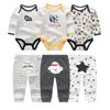 Ensembles de vêtements né fille automne vêtements ensemble 68 pièces body pantalon bébé garçon tenues 6M 9M 12M pyjama infantile 100 sous-vêtements en coton 231207