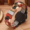 Other Watches Full Wood Women Bracelet Watch Blue Lava Dial Mixed Color Wooden Band Trend Lady Quartz Wristwatch Female Timepiece 231207